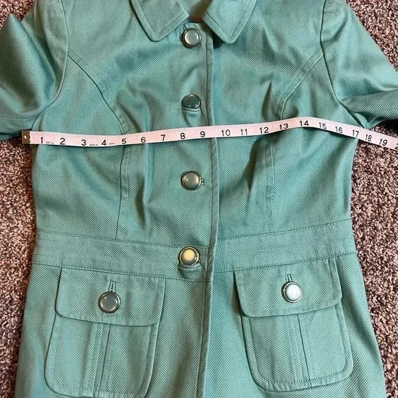 - East 5th Jacket Mint Green Canvas Textured 3/4 Sleeve Blazer Size Small - Picture 8 of 11